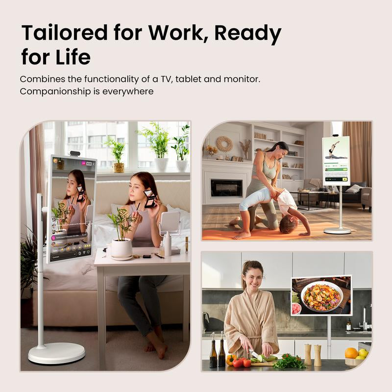 【2025 Apolosign Gen 2 Portable TV】32 Inch True 4K UHD Portable Smart TV, 16GB(8+8)RAM+256GB Storage, Android 14, Touch Screen Monitor, 8MP Camera, Voice Remote Control, Built-In 6 Hrs Battery, Wifi 6, Support Google Calendar, Full Swivel Rotation