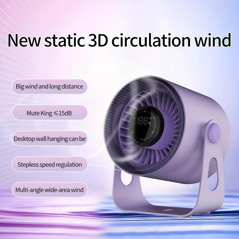 Table Fans,Quiet Wall-Mounted Desk Fan Digital Display Rechargeable,360° Adjustment Tilt Portable Night Light Desktop Fan for Office, Bedroom, Kitchen, Outdoor